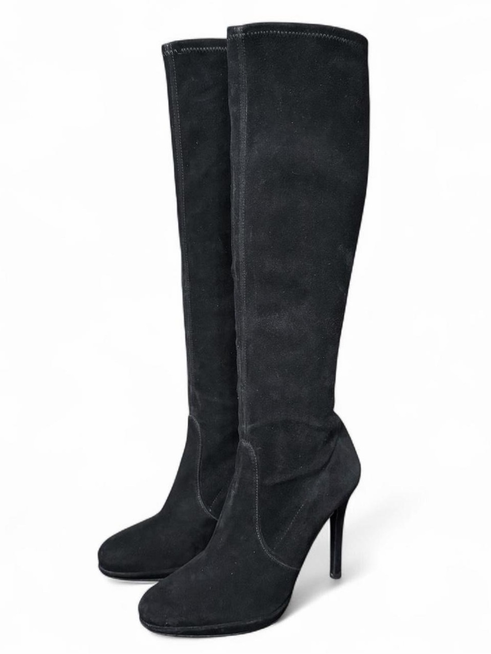 Stuart Weitzman black suede knee-high boots with high heel size 8